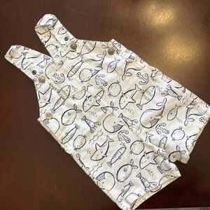 GUC white ocean theme overalls